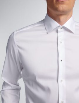 Eterna Slim Fit White High Performance Long Sleeve Shirt.