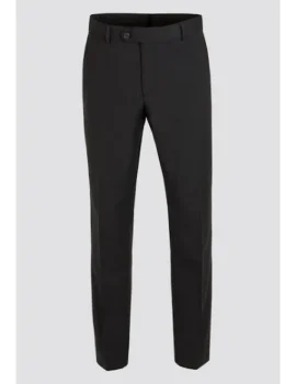 Scott Black Wool Mix Plain Front Stretch Trouser. Regular and Large Sizes.