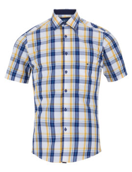 Douglas and Grahame ‘Drifter’ Short Sleeve Navy and Yellow Check Shirt