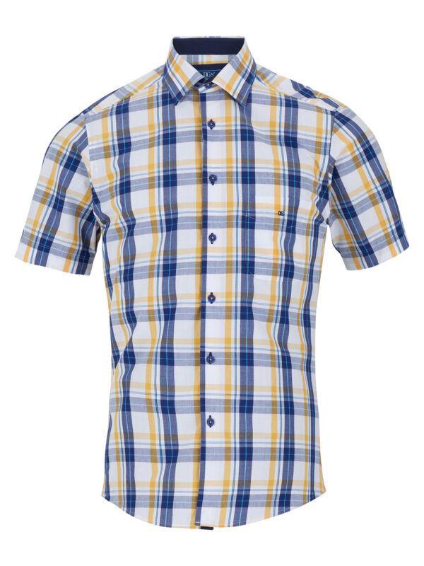 Douglas and Grahame 'Drifter' Short Sleeve Navy and Yellow Check Shirt