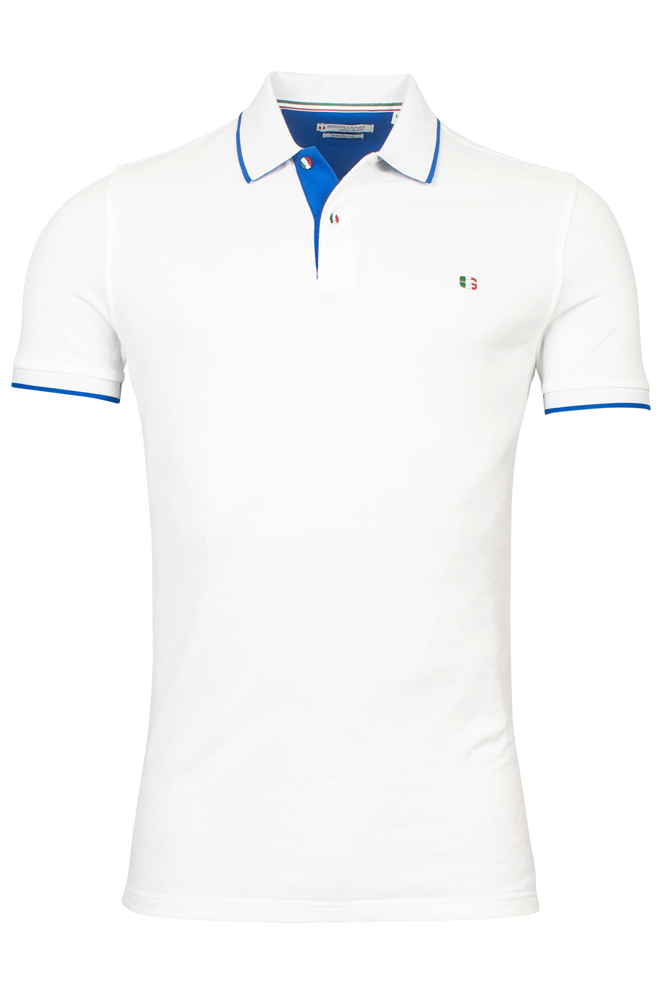 Giordano White Trimmed Poloshirt With Logo Collar