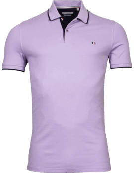 Giordano Lilac Trimmed Poloshirt With Logo Collar