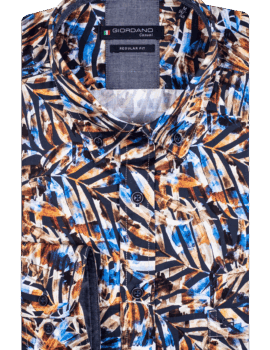 Giordano Navy Multicoloured printed Long Sleeve Shirt. Modern Fit. Size Large