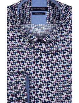 Giordano Multicoloured Long Sleeve Cotton Shirt. Modern Fit.Size Large