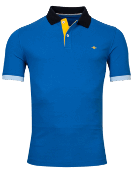 Baileys Pique Short Sleeve Polo Shirt. Stretch Cotton Fabric. White and Blue Available.