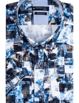 Giordano Navy Half Sleeve Abstract Print Shirt. Size Large Left