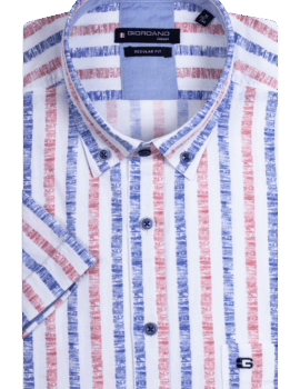 Giordano Striped Short Sleeve Cotton Linen Shirt.