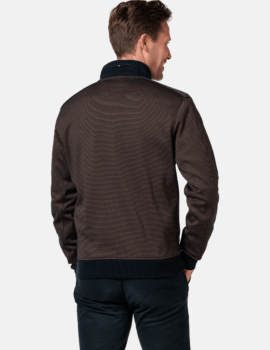 Baileys Two Tone Jacquard Zipped Casual Cardigan in Choco Brown. Larger Sizes Available