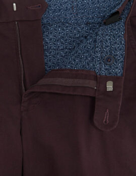 Douglas and Grahame Burgundy Stretch Cotton Chino With Toning Belt.