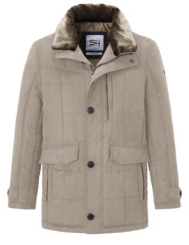 S4 Fawn Winter Soft Quilted Casual Jacket With Detachable Faux Fur Trimmed Collar. Size 50R Left