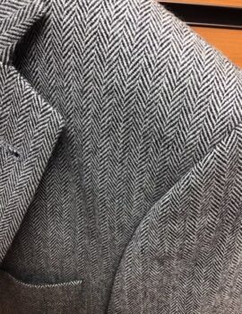 Grey Herringbone Single Breasted Wool Jacket. Regular 38″