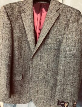 Scott Khaki Green Overcheck Tweed Pure Wool Single Breasted Jacket