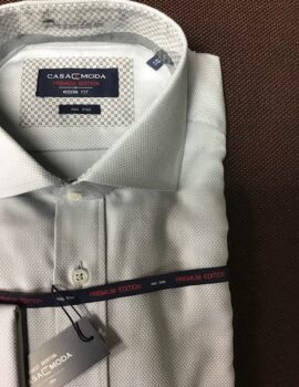 Casa Moda Grey Textured Long Sleeve Double Cuff Shirt. Modern Fit. Size17″