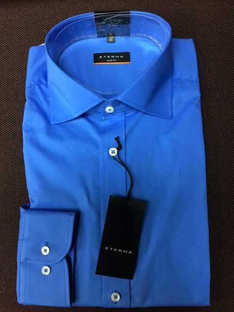 Eterna French Blue Slim Fit Long Sleeve Shirt. Sizes 15.5" and 16"