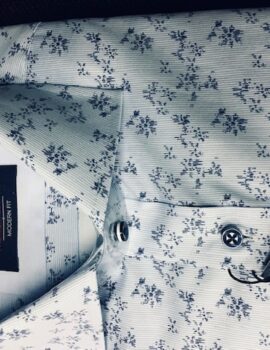 Casa Moda Blue Patterned Modern Fit long Sleeve Shirt. Size 16″