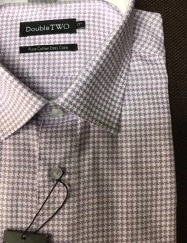 Double Two Purple Patterned Long Sleeve Shirt. Sizes 17″ and 18.5″ Left