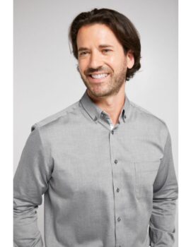 Double Two Charcoal Grey Long Sleeve Shirt With Contrast Trim. Size 20″ Neck.