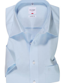 Olymp Luxor Light Blue Comfort Fit Non Iron Short Sleeve Shirt.