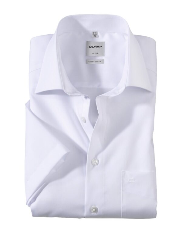Olymp Luxor White Non Iron Short Sleeve Shirt. Comfort fit