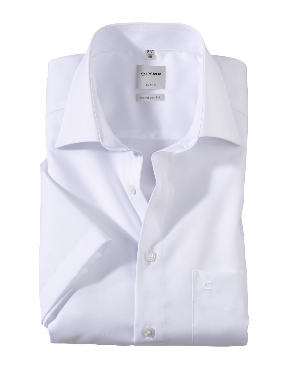 Olymp Luxor White Non Iron Short Sleeve Shirt. Comfort fit
