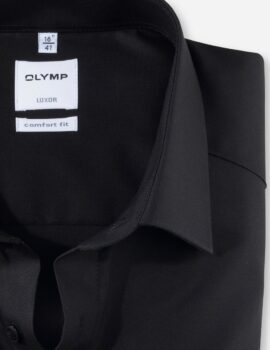 Olymp Luxor Black Non Iron Short Sleeve Shirt. Comfort Fit