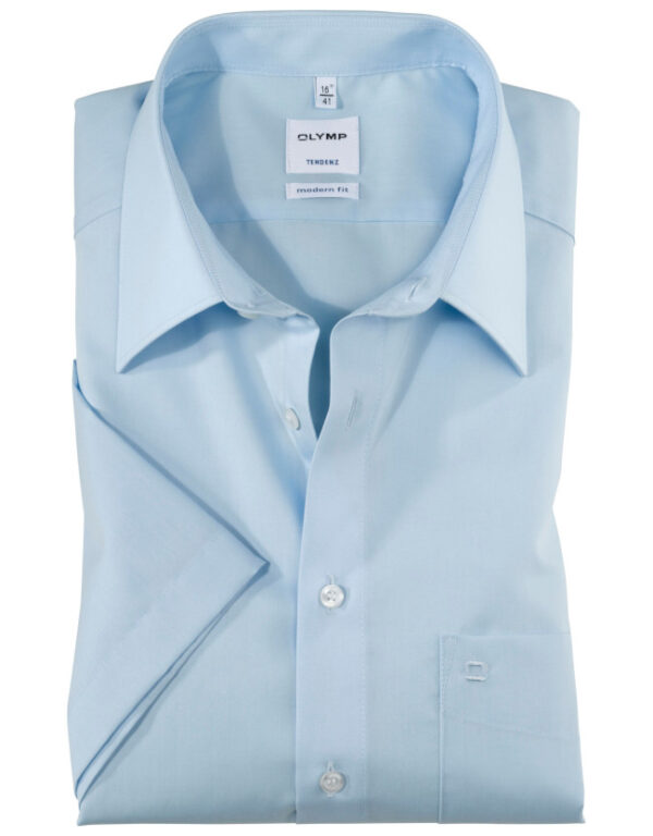 Olymp Tendenz Blue Half Sleeve Cotton Shirt Modern Fit