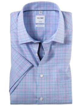 Olymp Luxor Cotton Blue Checked Half Sleeve Shirt . 15.5″ and 16″