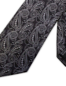 Knightsbridge Black and Grey Paisley Extra Long Polyester Tie