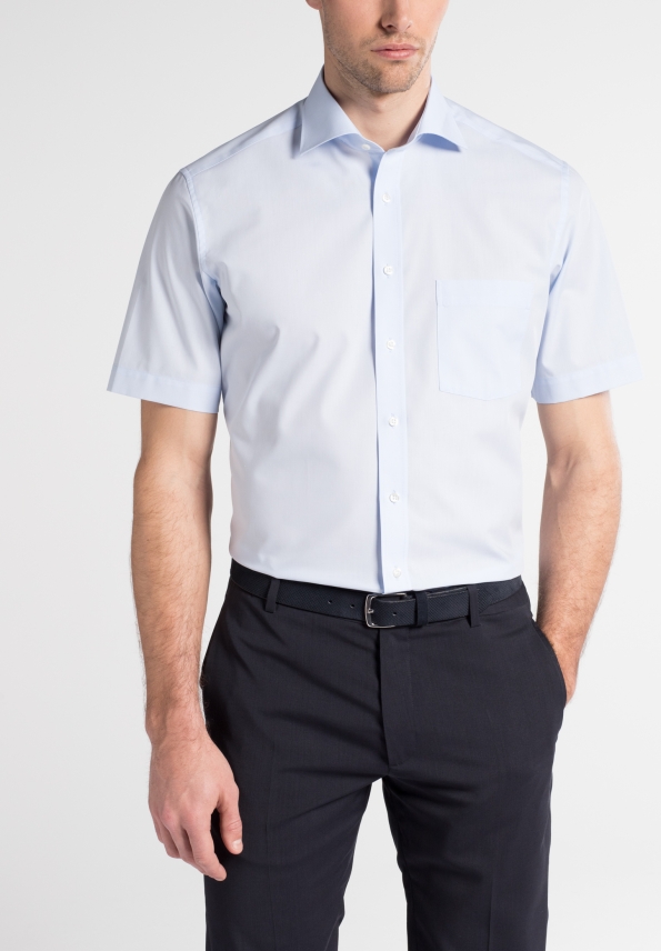 Eterna Modern Fit Shirt Blue Short Sleeve shirt
