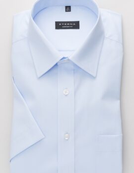 Eterna Comfort Fit Shirt Blue Short Sleeve
