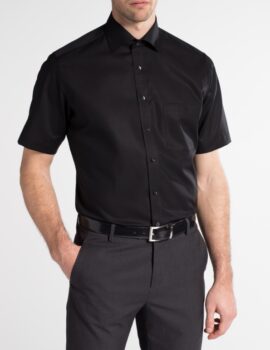 Eterna Modern Fit Shirt Black Short Sleeve Shirt
