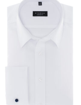 Eterna White Double Cuff Long Sleeve Shirt. Comfort Fit