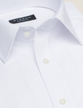 Eterna White Double Cuff Long Sleeve Shirt. Comfort Fit