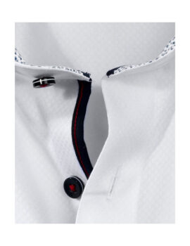 Olymp Luxor White Half Sleeve Shirt With Contrast Trim.size17.5″