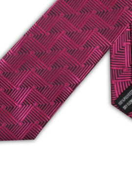 Knightsbridge Cerise Pink Geometric Design Extra Long Polyester Tie