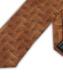 Knightsbridge Amber/Black Extra Long Geometric Polyester Tie.