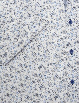 Daniel Grahame White and Blue Patterned Half Sleeve Shirt. Size 3XL