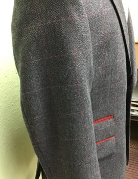 Santinelli grey and Red Check Jacket with Trim.