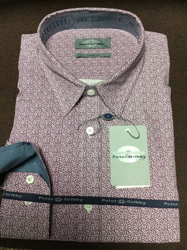 Peter Gribby Pink Printed Long Sleeve Shirt. Size 3XL Available