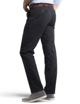 Meyer Navy Cotton Stretch Trousers in a Soft Chino Cloth. Roma Style. Up to 52″ Waist