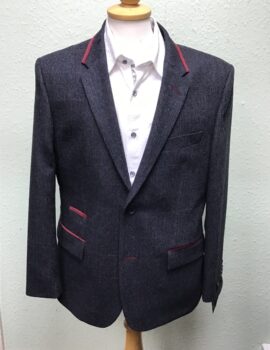 Santinelli grey and Red Check Jacket with Trim.