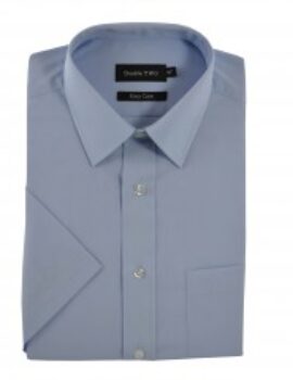 Double Two Cotton Blend Sky Blue Short Sleeve Shirt.