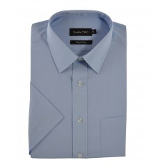 Double Two Cotton Blend Sky Blue Short Sleeve Shirt.