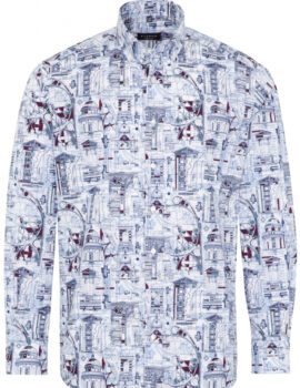 Eterna Multicoloured Printed Cotton Long Sleeve Shirt. Modern Fit. Size 17″