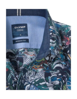Olymp Short Sleeve Multicoloured Jungle Print Shirt. Comfort Fit. 6XL available
