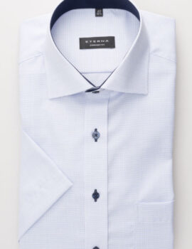 Eterna Navy/White Structured Fabric half Sleeve Shirt. Comfort Fit