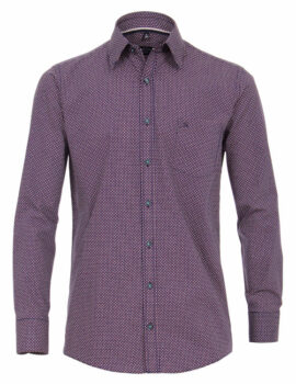 Casa Moda Navy and Red Printed Long Sleeve Shirt. Comfort Fit