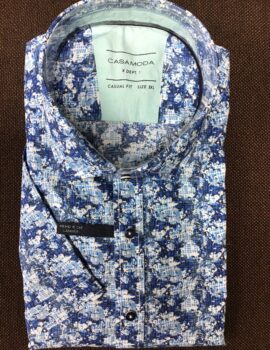 Casa Moda Blue Graffiti Pattern Half Sleeve Shirt. Size Available 3XL