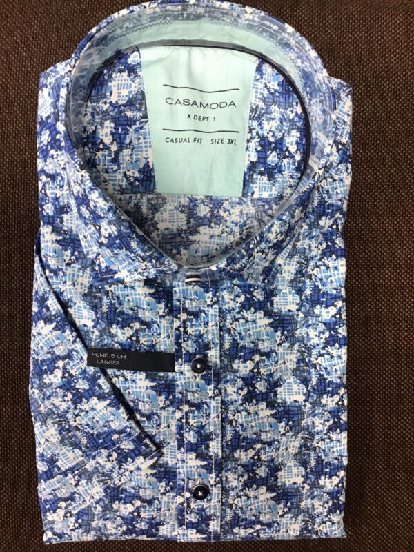 Casa Moda Blue Graffiti Pattern Half Sleeve Shirt. Size Available 3XL