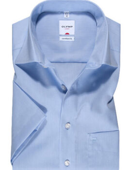 Olymp Luxor Cotton Half Sleeve ‘Chambray’ Light Blue Shirt. Comfort Fit